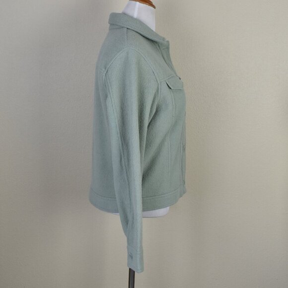 Joie Sage Green Fleece Fuzzy Shacket Button Front Jacket - L - Picture 7 of 12
